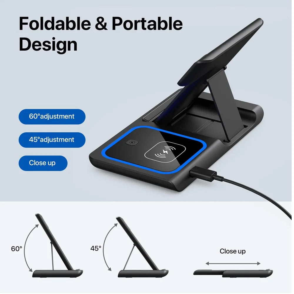 Cargador Inalámbrico 3 en 1 – 15W para iPhone, Apple Watch y AirPods