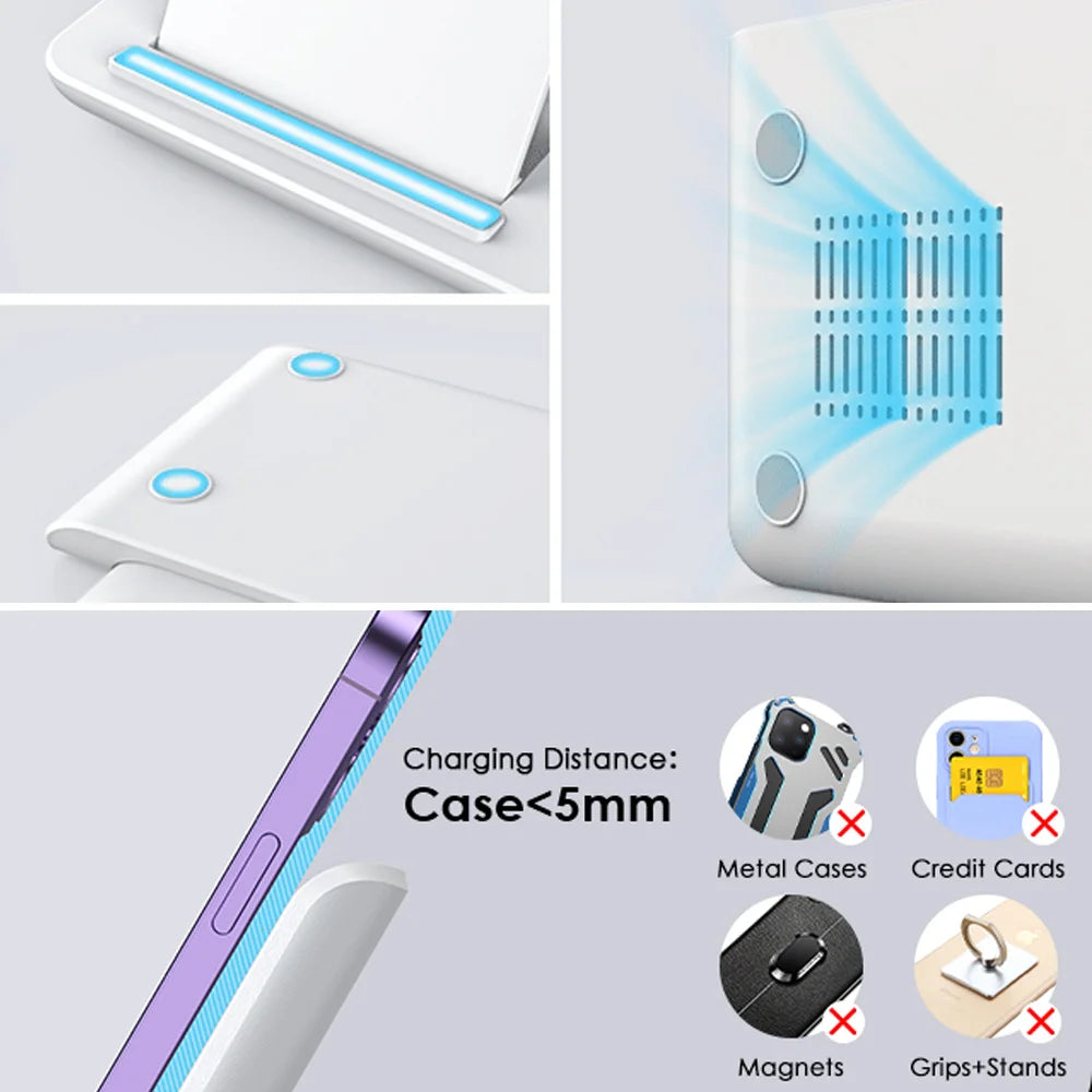 Cargador Inalámbrico 3 en 1 – 15W para iPhone, Apple Watch y AirPods