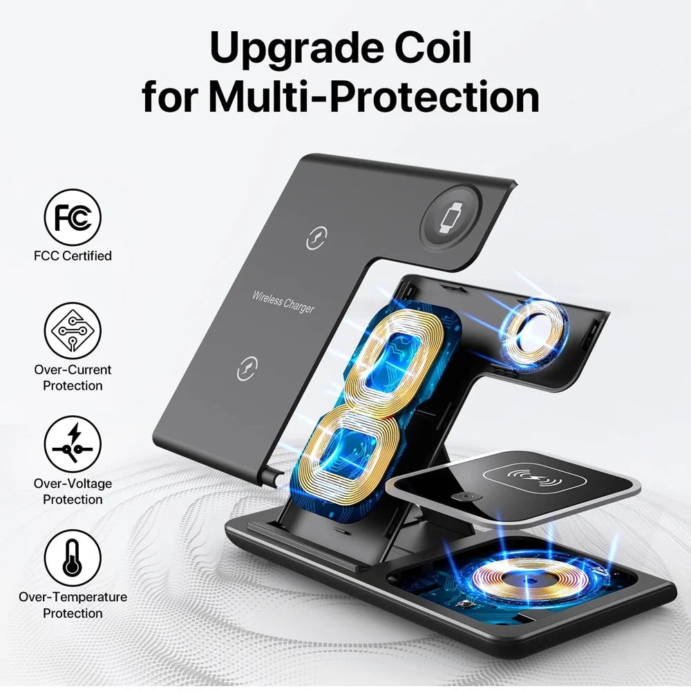 Cargador Inalámbrico 3 en 1 – 15W para iPhone, Apple Watch y AirPods